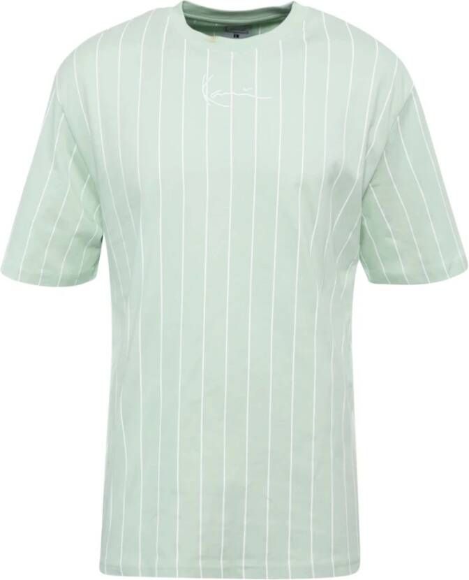 Karl Kani Groene Pinstripe Logo T-shirt Green Heren