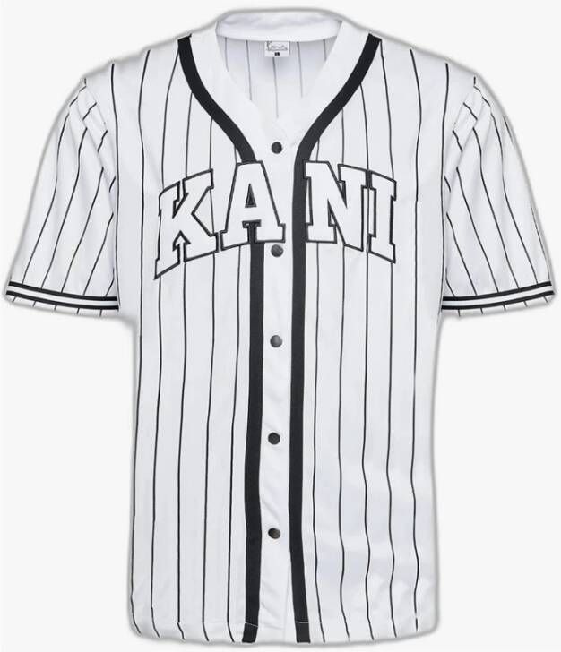 Karl Kani Serif Pinstripe Baseball Shirt Korte mouwen Kleding white black maat: XL beschikbare maaten:S M L XL