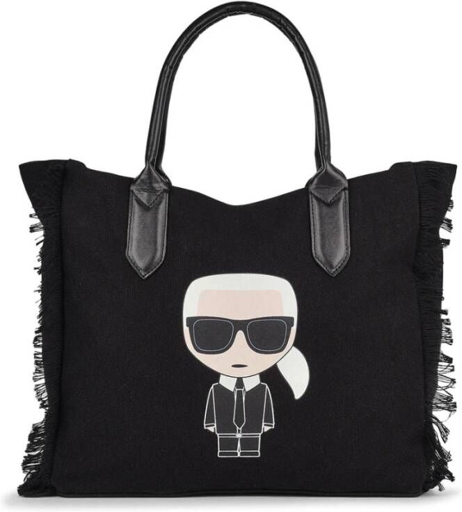 Karl Lagerfeld Ikonik Frye Canvas Tote Bag Zwart Dames
