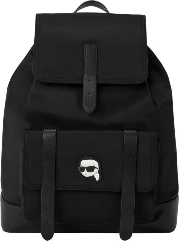Karl Lagerfeld Rugzak ikonik 2.0 nylon flap backpack Zwart Heren