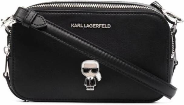 Karl Lagerfeld Crossbody bags Ikonik Leather Camerabag in zwart
