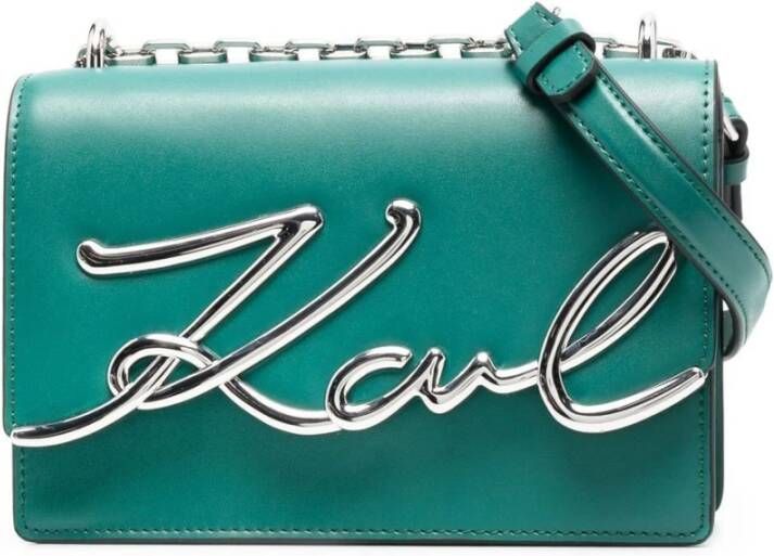 Karl Lagerfeld Signature Kleine Schoudertas in Zwart Blue Dames
