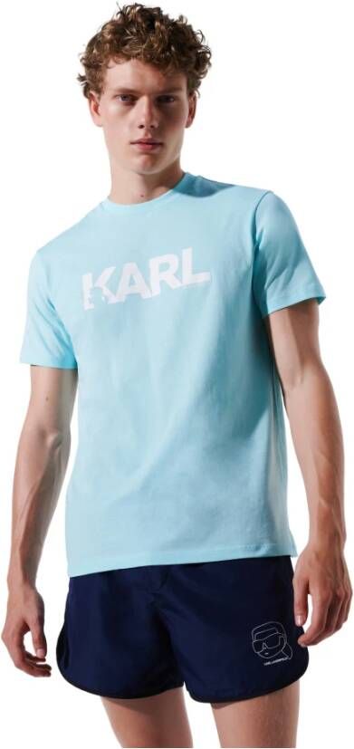 Karl Lagerfeld Beachwear Top Logo Regular T-Shirt Blauw Heren
