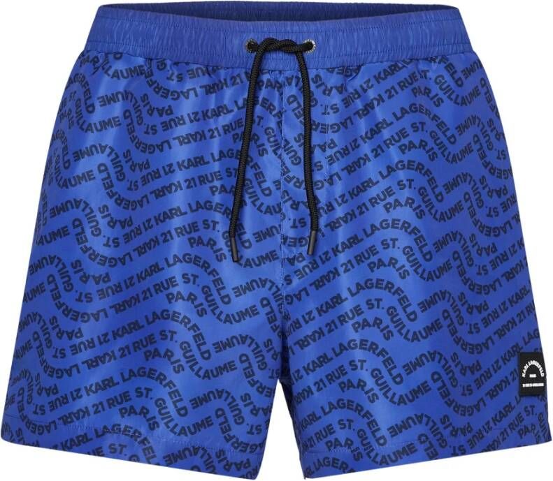 Karl Lagerfeld Swimwear Bottom Wave All-Over print Short Boardshorts Blauw Heren