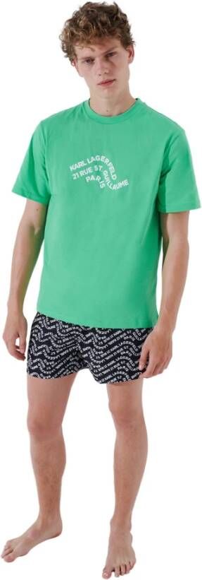 Karl Lagerfeld Beachwear Top Wave Logo Relaxed T-Shirt Groen Heren