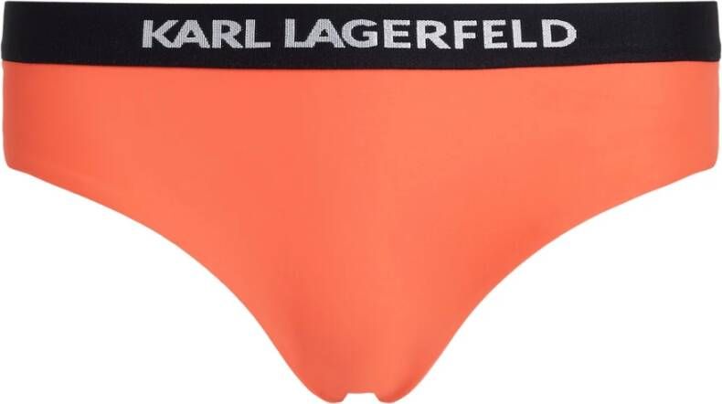 Karl Lagerfeld Swimwear Bottom Bikini Hipster with Logo Elastic Oranje Dames