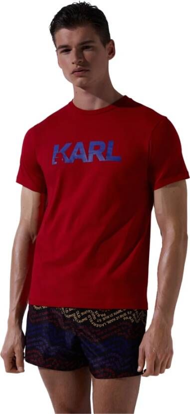 Karl Lagerfeld Beachwear Top Logo Regular T-Shirt Rood Heren