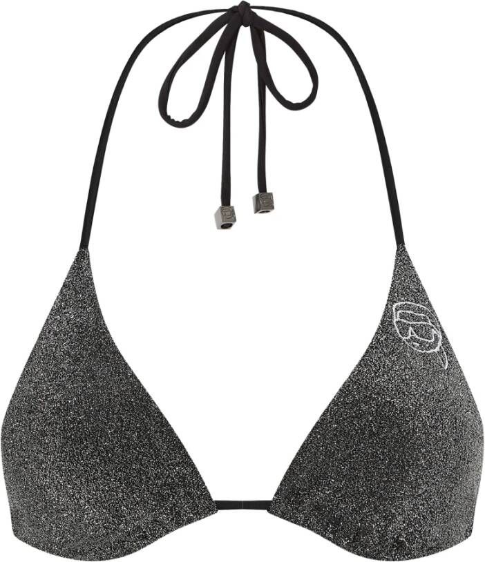 Karl Lagerfeld Swimwear Top Ikonik 2.0 Lurex Triangle Zwart Dames