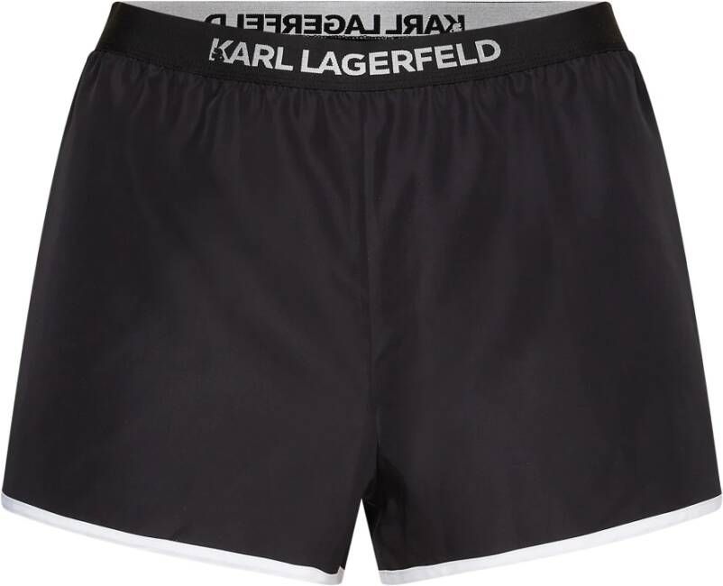 Karl Lagerfeld Beachwear Bottom Varsity Shorts with Logo Elastic Zwart Dames