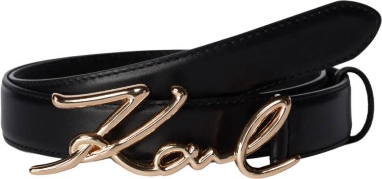 Karl Lagerfeld Zwart Leren Logoriem Black Dames