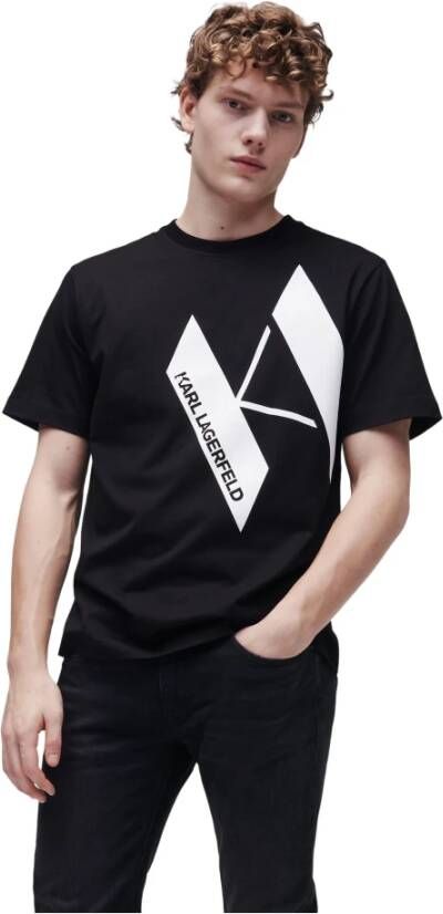 Karl Lagerfeld Big KL-logo T-shirt Zwart Heren