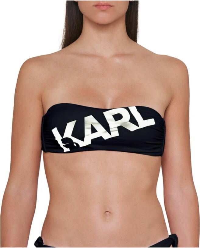 Karl Lagerfeld Bikini top geprinte logo Zwart Dames