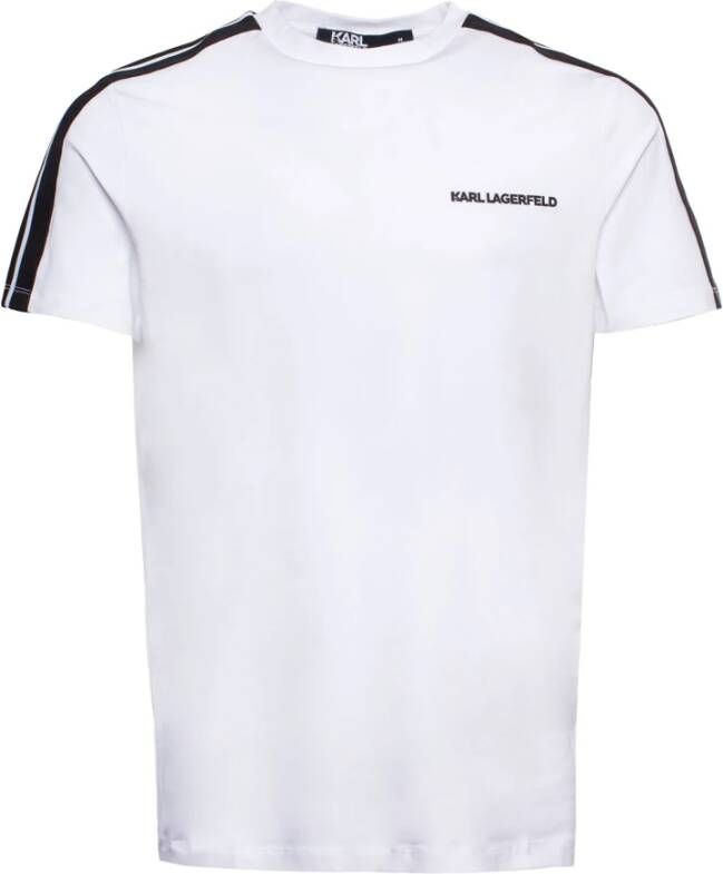 Karl Lagerfeld Biologisch Katoen Blend Jersey T-Shirt met Logo Print White Heren