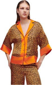 Karl Lagerfeld Blouse Leopard Printed PJ Shirt Oranje Dames