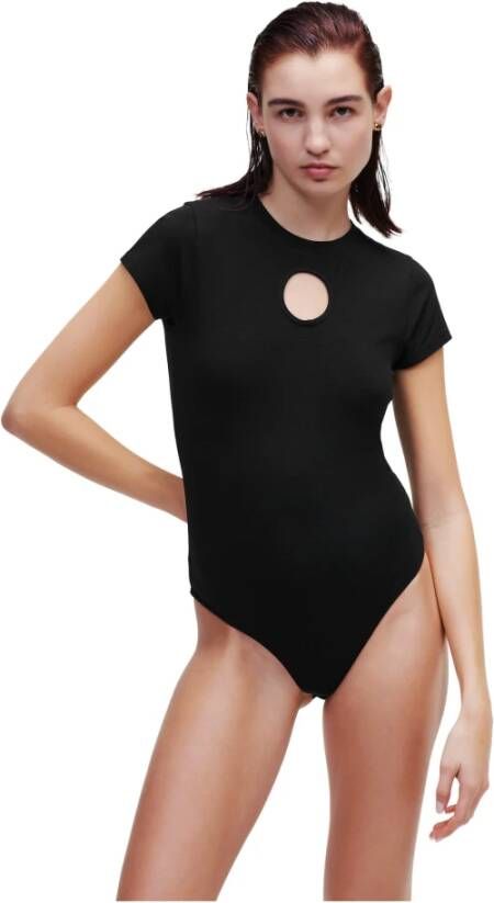 Karl Lagerfeld Bodywear uitgesneden Logo Jersey Body Zwart Dames