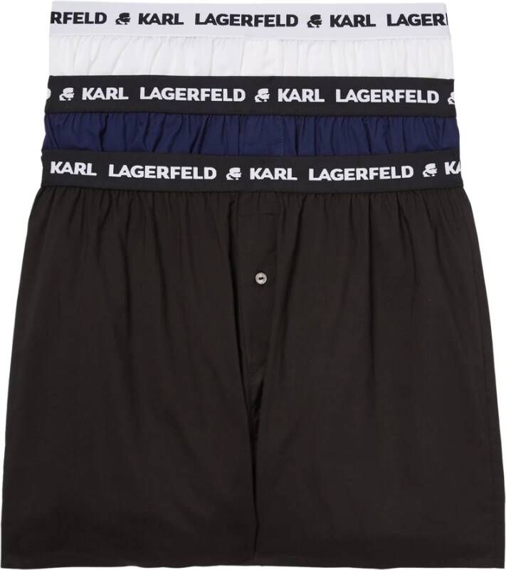 Karl Lagerfeld Underwear Bottom Multipack Woven Boxer Shorts (Pack of 3) Zwart Heren