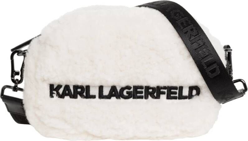 Karl Lagerfeld X Cara Delevingne Shearling Crossbody Bag Wit Dames