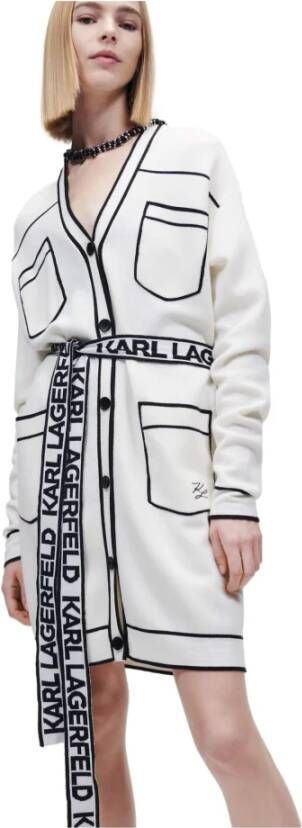 Karl Lagerfeld Cardigan with Karl Logo Belt Wit Dames
