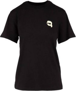 Karl Lagerfeld Contrast Karakter T-Shirt Zwart Dames
