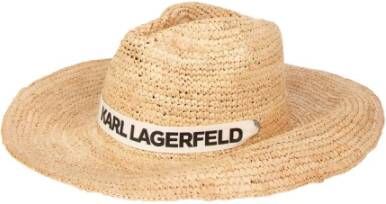 Karl Lagerfeld Contrasterende Logo Decoratieve Effen Kleur Hoed Beige Heren