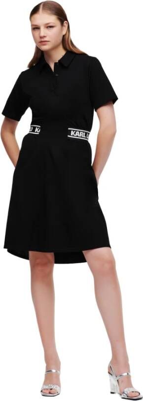 Karl Lagerfeld Dress Pique Polo Zwart Dames