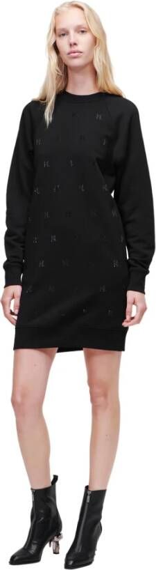 Karl Lagerfeld Monogram Rhinestone Sweatdress Zwart Dames