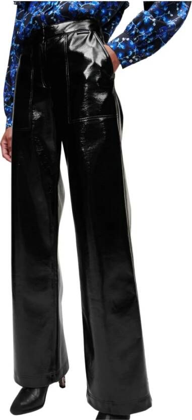 Karl Lagerfeld Faux Patent Leather Pants Zwart Dames