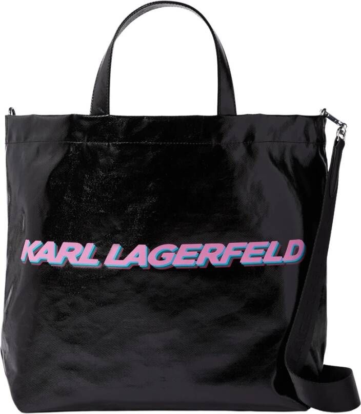 Karl Lagerfeld Futuristisch logo gecoate draagtas Zwart Dames