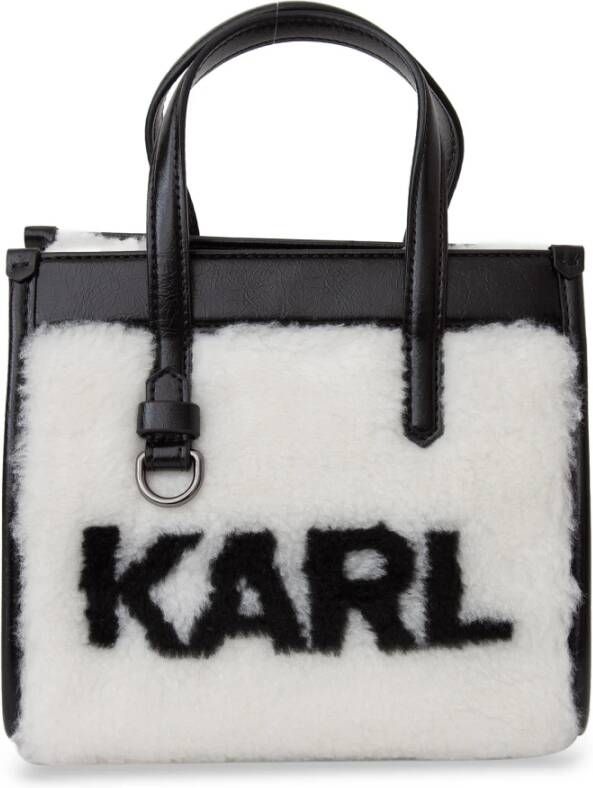 Karl Lagerfeld Skuare kleine shearling draagtas Wit Dames