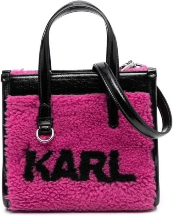 Karl Lagerfeld Skuare kleine shearling draagtas Roze Dames