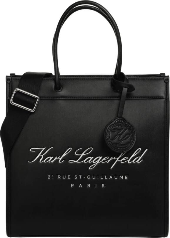 Karl Lagerfeld Leren Dames Tas met Ritssluiting en Afneembare Schouderband Black Dames