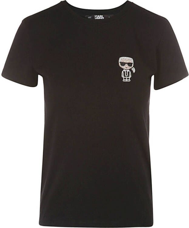 Karl Lagerfeld Ikonik Mini Karl Rhinestone T-Shirt 216W1731 999 Zwart Dames