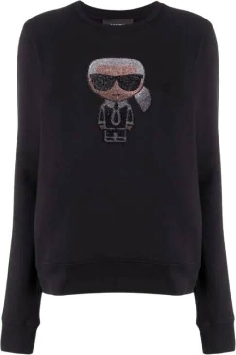 Karl Lagerfeld Ikonik Rhinestones Sweatshirt 210W1822 999 Zwart Dames