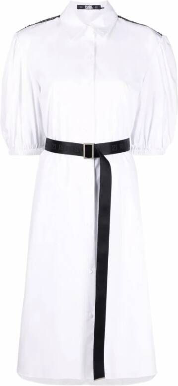 Karl Lagerfeld Papelina -shirtjurk met riem Wit Dames