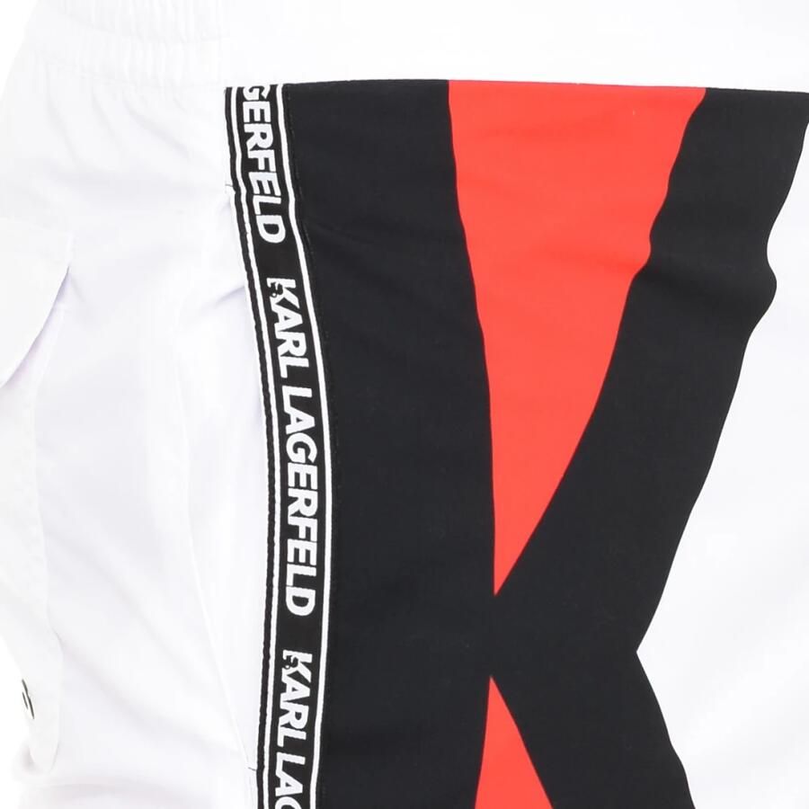 Karl Lagerfeld Heren Witte Zwemshorts met Drukknoop en Klittenbandsluiting White Heren