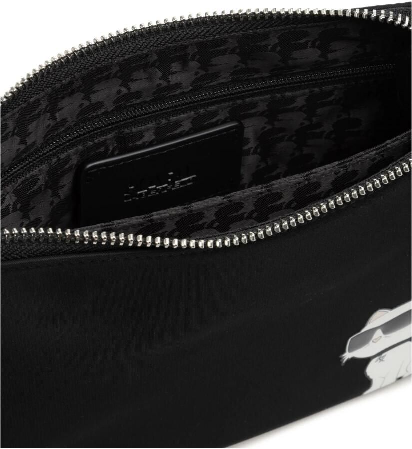 Karl Lagerfeld Gestreepte Schoudertas met Logo Details Black Dames