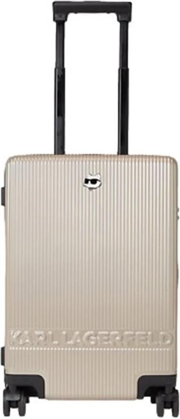 Karl Lagerfeld Effen Koffer met Ritssluiting en Logo Beige Dames - Foto 4