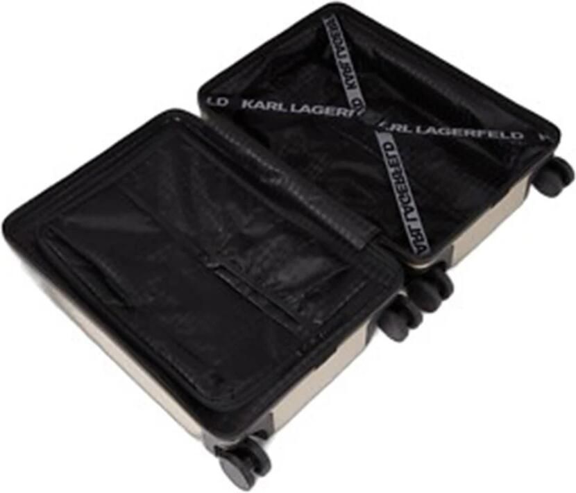 Karl Lagerfeld Effen Koffer met Ritssluiting en Logo Beige Dames