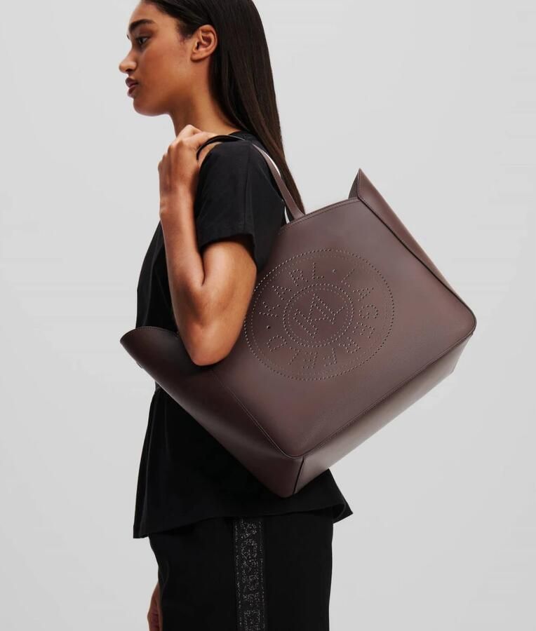 Karl Lagerfeld Shoppers & Totes K Circle Lg Tote Perforated in bruin - Foto 4