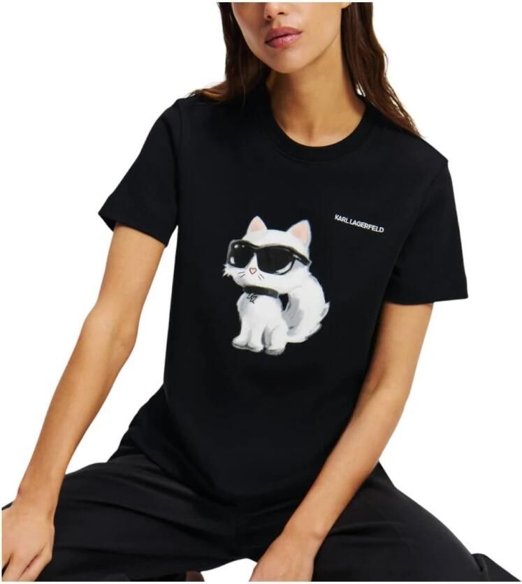 Karl Lagerfeld T-shirt Ikon Aquarelle Black Dames