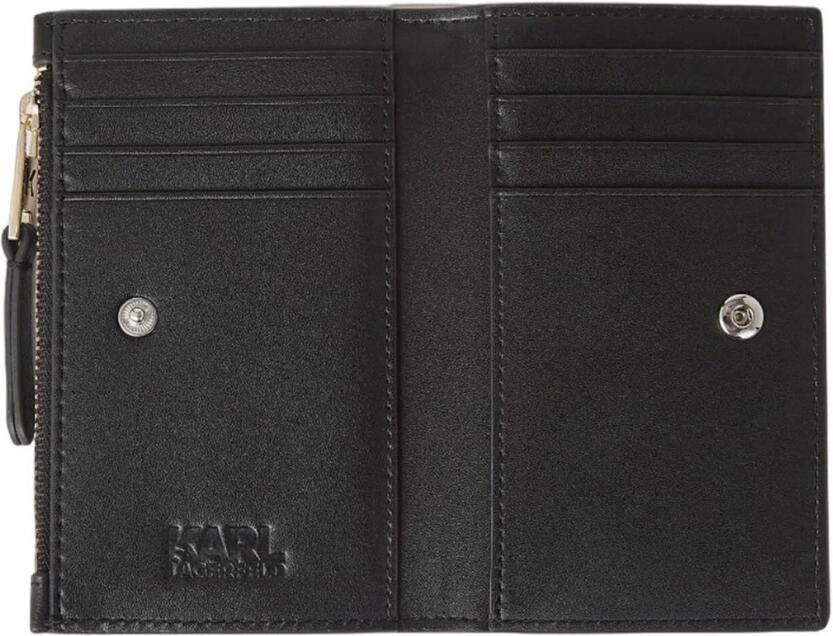 Karl Lagerfeld Zwarte leren damesportemonnee Black Dames