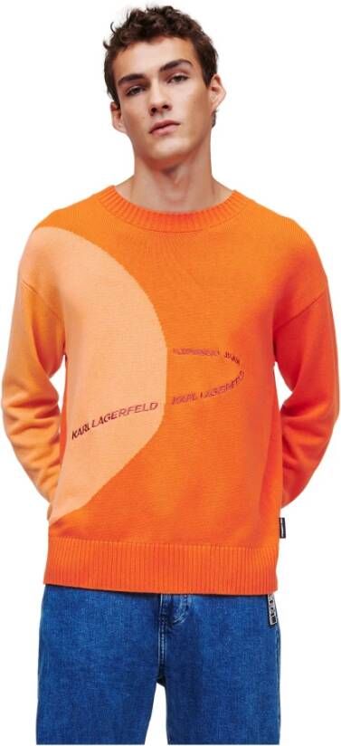 Karl Lagerfeld Sweater Mars Lightweight Crew Sweater Oranje Heren