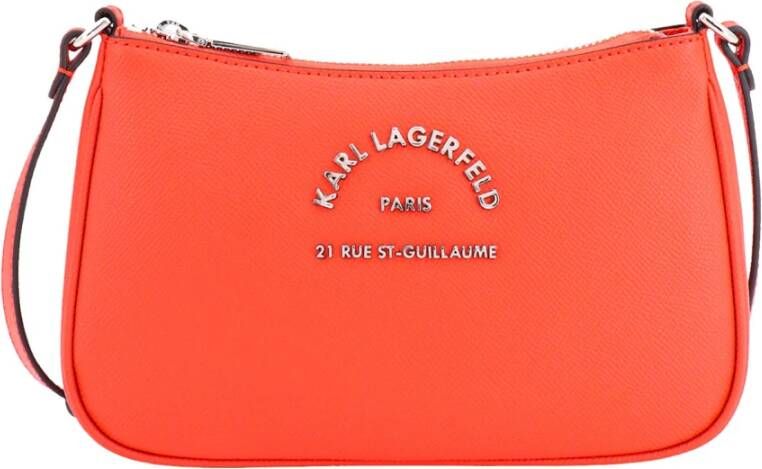 Karl Lagerfeld Leren schoudertas met metalen logo Oranje Dames