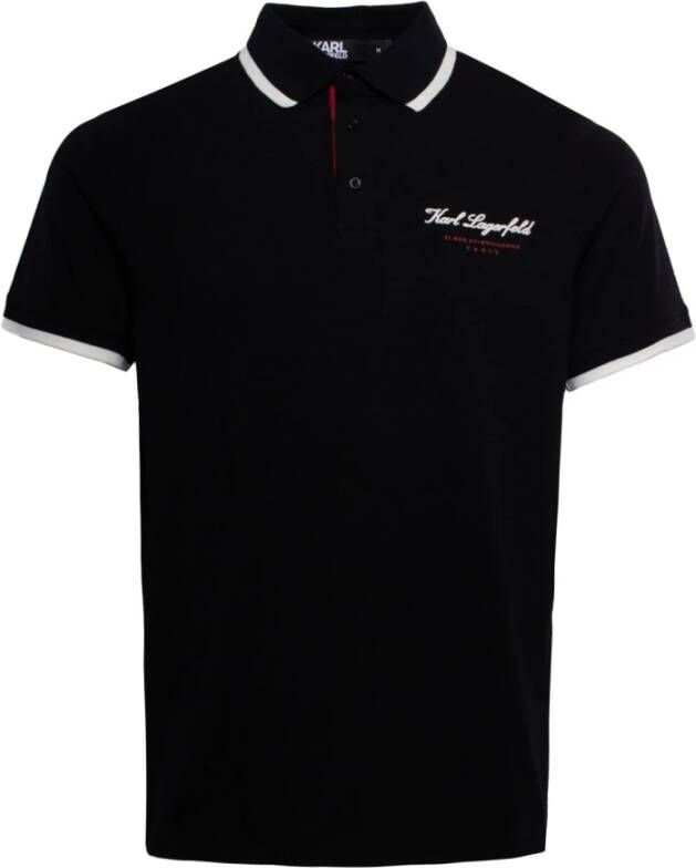 Karl Lagerfeld Logo-Print Katoenen Polo Shirt Zwart Heren