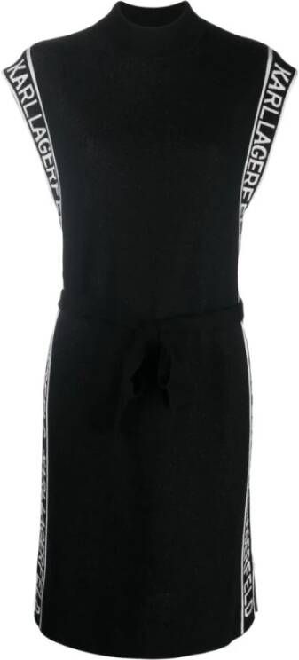 Karl Lagerfeld Mouwloos logo gebreide jurk Zwart Dames