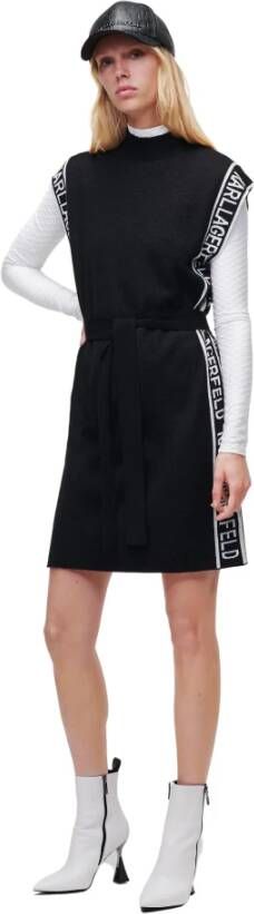 Karl Lagerfeld Mouwloos logo gebreide jurk Zwart Dames
