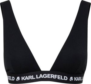 Karl Lagerfeld Ondergoed top rib logo dompelek driehoek beha Zwart Dames