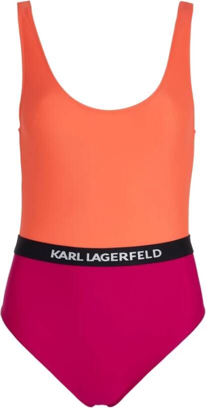 Karl Lagerfeld Swimwear Body Colourblock Swimsuit Oranje Dames