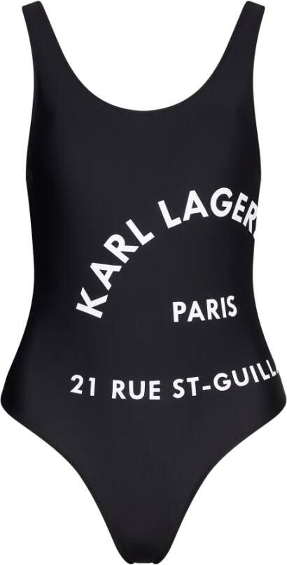 Karl Lagerfeld Swimwear Body Logo Print Swimsuit Zwart Dames