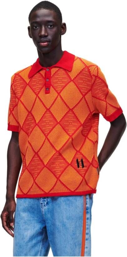 Karl Lagerfeld Polo Textured Knitted Rood Heren